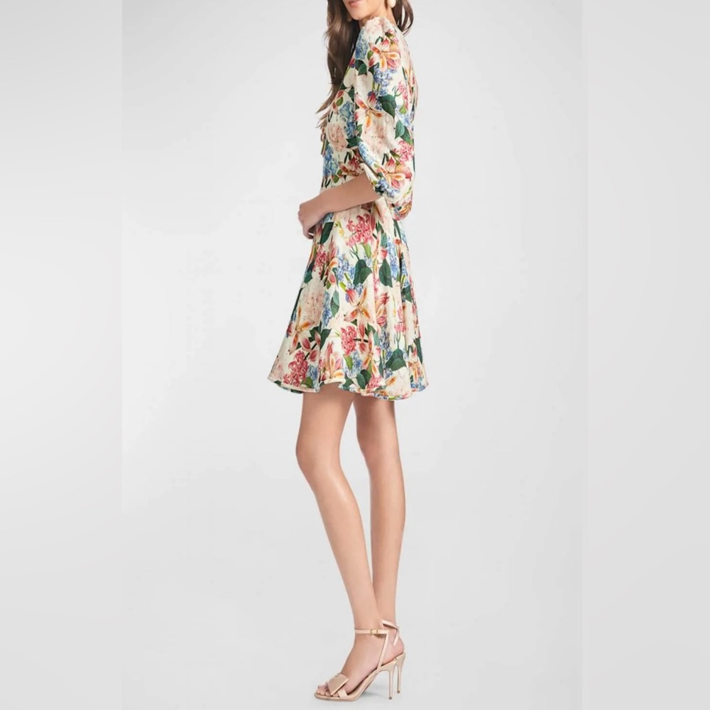 🌸 Sachin & Babi Dolce Floral Mini Dress Size 2 Antico Botanico Linen Blend EUC - Picture 2 of 15